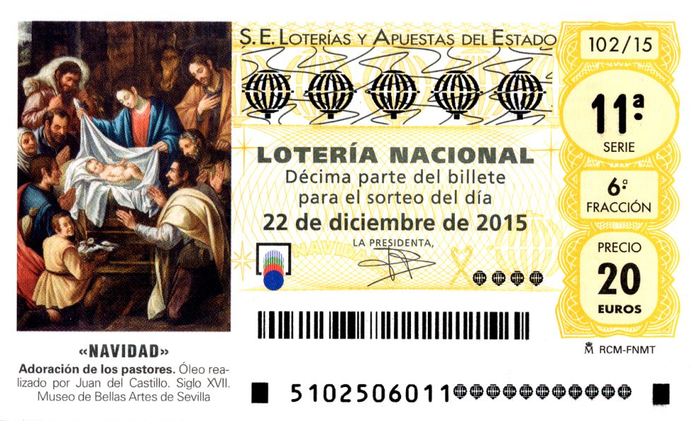 Esta es la pintura que ilustra el décimo de la Lotería de Navidad