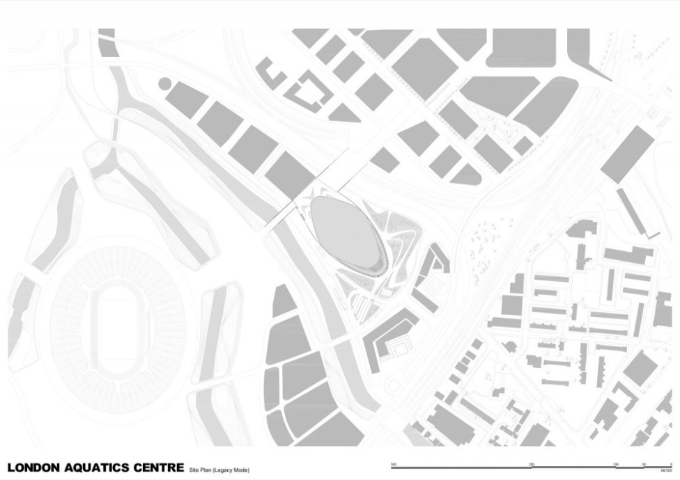 Plano de la vista aérea del recinto sin las gradas instaladas. (Formato definitivo tras los JJOO)