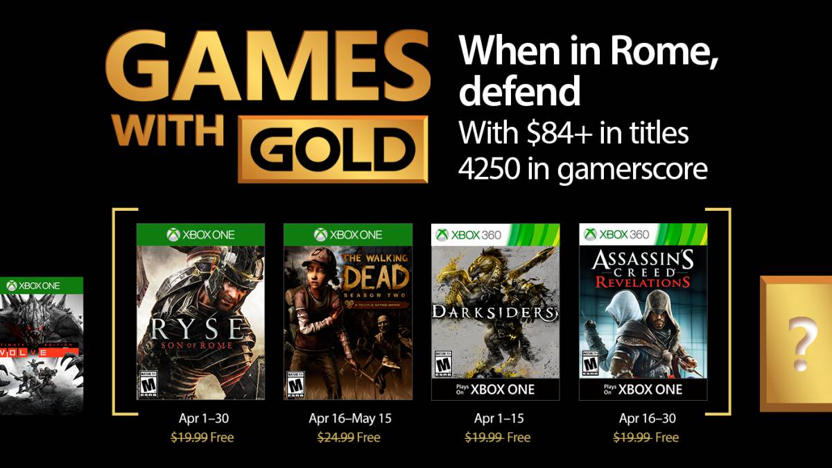 Gold de Xbox en Abril: romanos, zombies y templarios