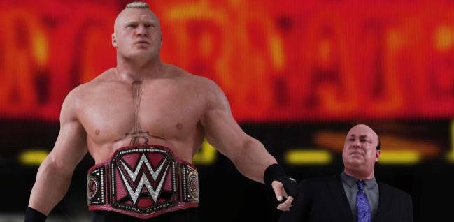 Brock Lesnar durante su entrada al ring en el WWE 2K18.