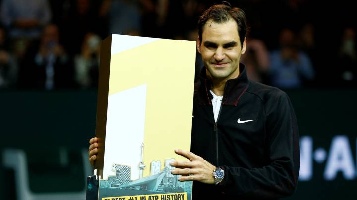 Roger Federer, celebrando su victoria frente a Robin Haase en Rotterdam.