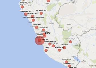 Mapa de casos por coronavirus por departamento en Perú: hoy, 6 de abril