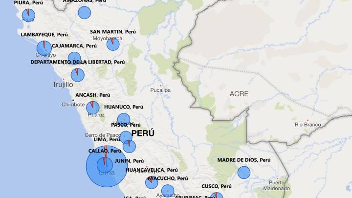 Mapa de casos por coronavirus por departamento en Perú: hoy, 9 de abril