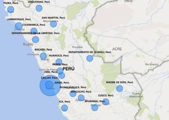 Mapa de casos por coronavirus por departamento en Perú: hoy, 16 de abril