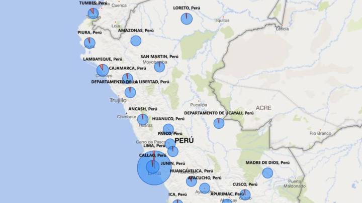 Mapa de casos por coronavirus por departamento en Perú: hoy, 18 de abril
