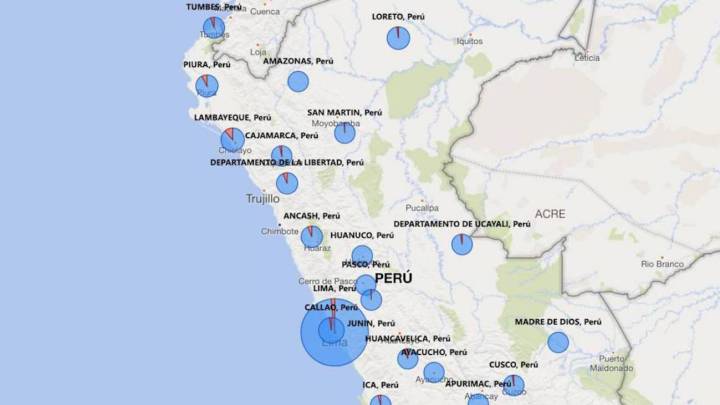 Mapa de casos por coronavirus por departamento en Perú: hoy, 23 de abril