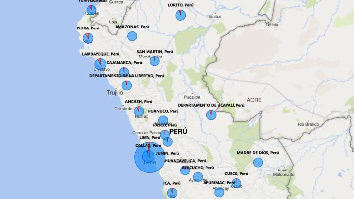 Mapa de casos por coronavirus por departamento en Perú: hoy, 2 de mayo