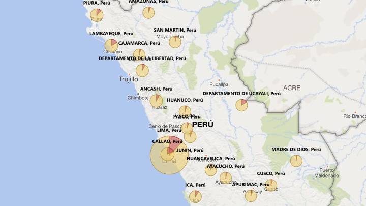 Mapa de casos por coronavirus por departamento en Perú: hoy, 5 de mayo