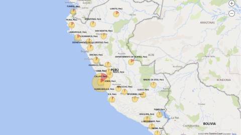 Mapa de casos por coronavirus por departamento en Perú: hoy, 11 de mayo