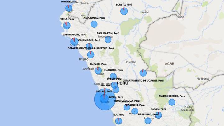 Mapa de casos por coronavirus por departamento en Perú: hoy, 13 de mayo