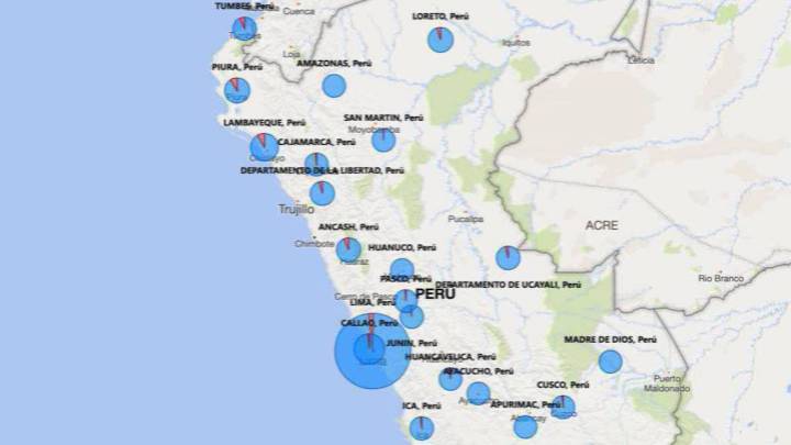 Mapa de casos por coronavirus por departamento en Perú: hoy, 21 de mayo