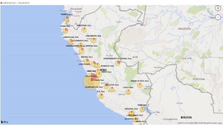Mapa de casos por coronavirus por departamento en Perú: hoy, 16 de junio