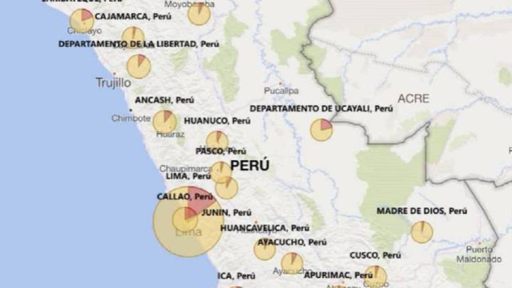 Mapa de casos por coronavirus por departamento en Perú: hoy, 18 de junio