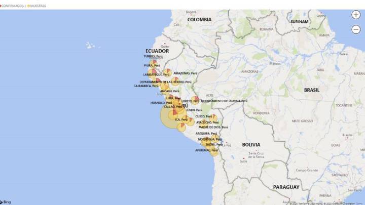 Mapa de casos por coronavirus por región en Perú: hoy, 23 de junio