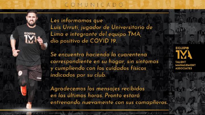 Luis Urruti, jugador de la U, da positivo por coronavirus