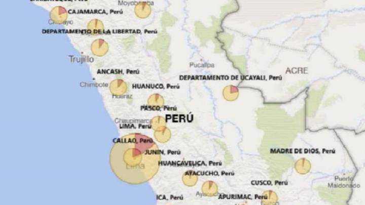 Mapa de casos por coronavirus por región en Perú: hoy, 8 de julio