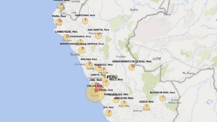 Mapa de casos por coronavirus por región en Perú: hoy, 22 de julio