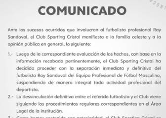 Cristal despide a Sandoval