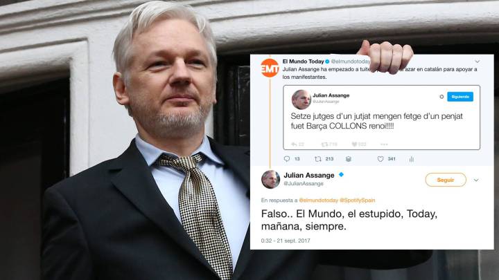 Julian Assange falls for satirical story from Spanish website El Mundo Today