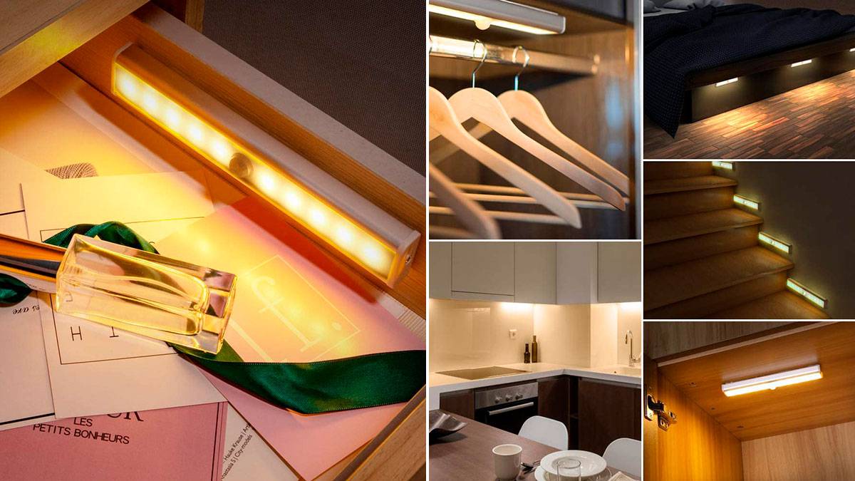 Esta luz con sensor de movimiento para el armario es recargable y no