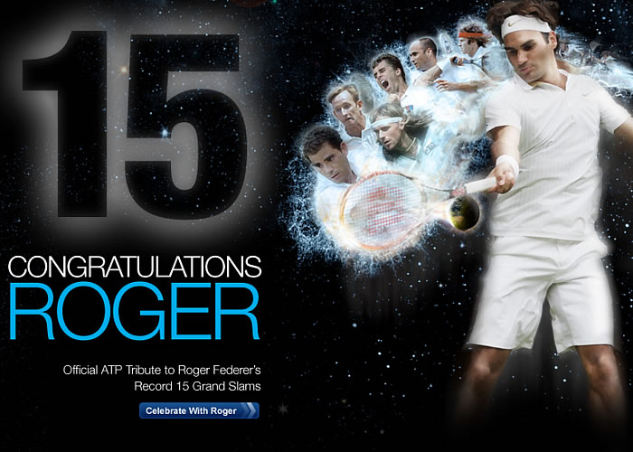 La ATP rinde homenaje a los 15 'Grand Slams' de Roger Federer