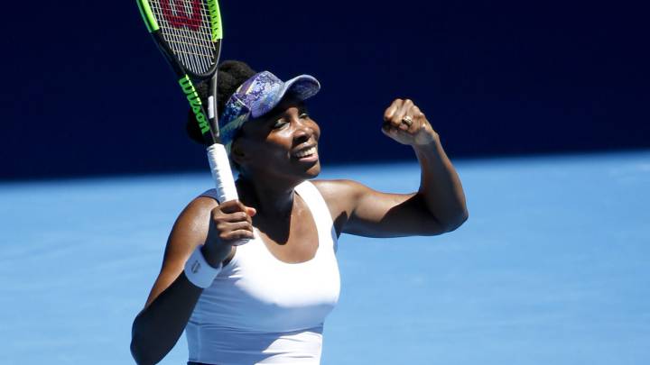Venus Williams celebra su victoria ante Mona Barthel.