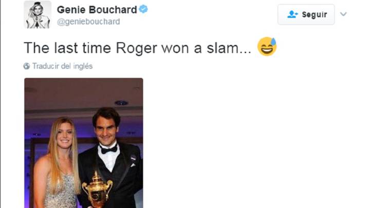 Genie Bouchard felicitó de esta forma tan original a Roger Federer tras ganar su 18º Grand Slam en el Open de Australia.