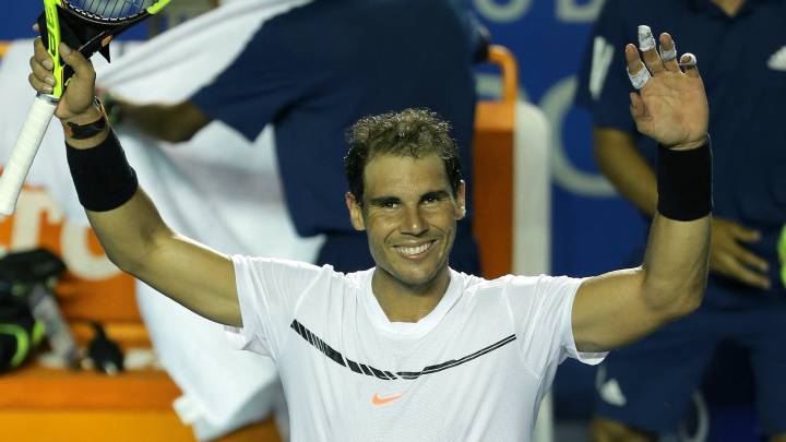 Rafa Nadal celebra su victoria ante el alemán Mischa Zverev.