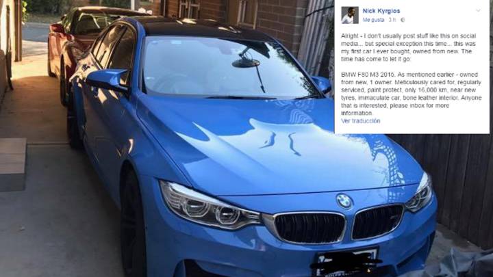 Kyrgios pone en venta su primer coche "inmaculado" en Facebook