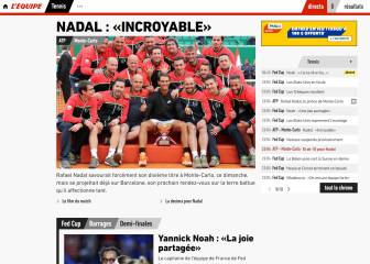 Los medios se rinden a Nadal con su décimo título en Montecarlo
