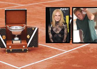 Nicole Kidman y Alex Skarsgård, con los trofeos de Roland Garros