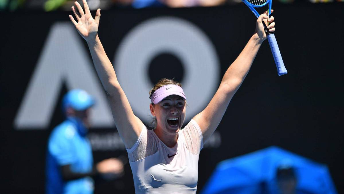 Maria Sharapova celebra su victoria ante Anastasija Sevastova.