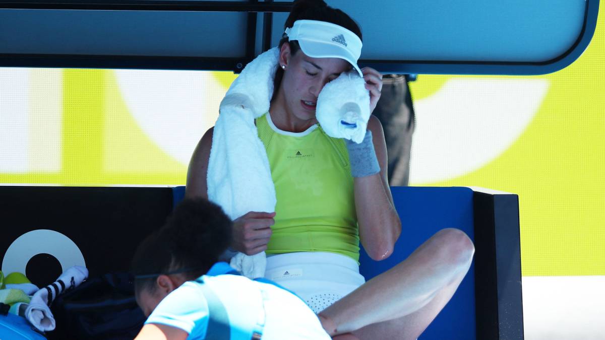 Garbiñe Muguruza, acalorada.