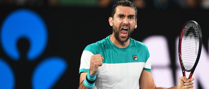 Marin Cilic celebra un punto ante Kyle Edmund.