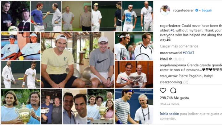 Roger Federer quiso agradecer a los entrenadores que ha tenido en su carrera el haber alcanzado el número 1 del ranking ATP a sus 36 años.