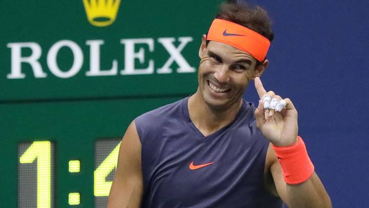Rafa Nadal reacciona durante su partido ante Juan Martín del Potro en las semifinales del US Open Tennis Championships en el USTA National Tennis Center de Flushing Meadows, New York.