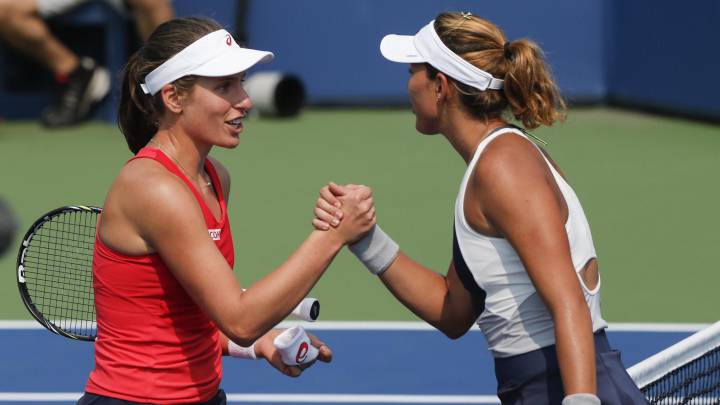 Johanna Konta y Garbiñe Muguruza en el US Open de 2015