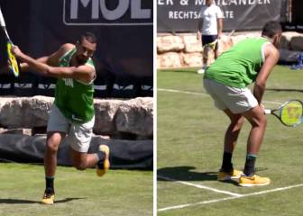 Kyrgios no descansa para dar la nota ni en sus entrenamientos: fíjense en cómo toma la raqueta