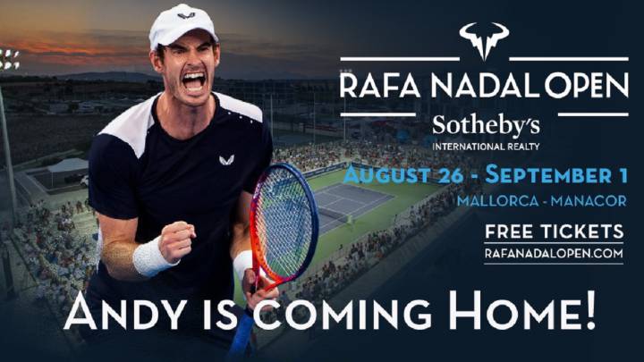Cartel promocional del Rafa Nadal Open con Andy Murray como gran invitado al torneo del ATP Challenger Tour.