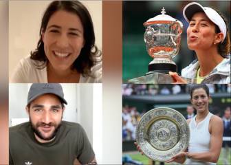 Garbiñe enseña a Ricky el tamaño del trofeo que Roland Garros y Wimbledon te dan en vez del original