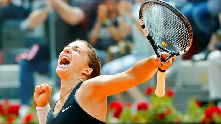 Sara Errani celebra una victoria durante el Masters de Roma de 2014.