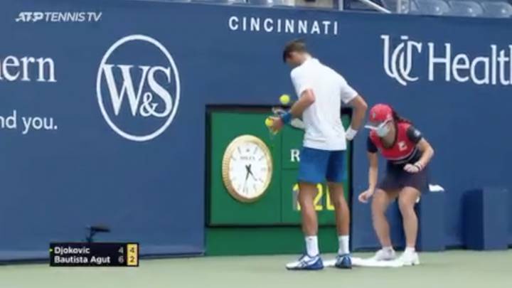Djokovic throws in the towel in Cincinnati but ball girl reacts faster