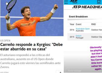 Kyrgios amenazó a Carreño