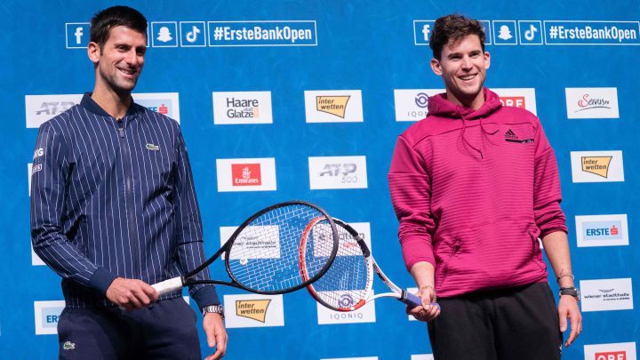 Novak Djokovic y Dominic Thiem, en la presentación del Erste Bank Open de Viena.