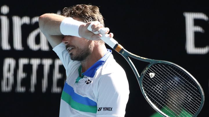 Stan Wawrinka se lamenta durante su partido ante Marton Fucsovics en el Open de Australia.