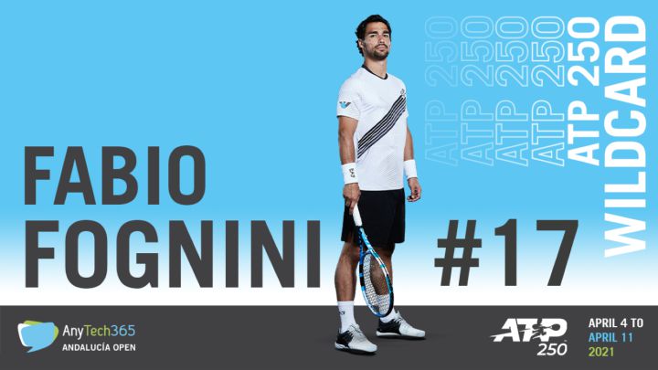 Fabio Fognini, 17º del mundo, jugará el Andalucía open