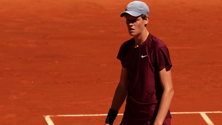 Jannik Sinner, during his match against Guido Pella at the Mutua Madrid Open at La Caja Mágica in Madrid.