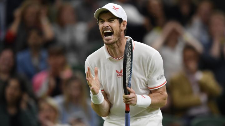 Andy Murray laments during his match against Oscar Otte at Wimbledon.