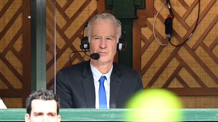 John McEnroe comments on a match during the 2021 Wimbledon tournament.
