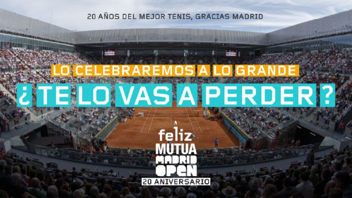 Promotional poster for the 20th anniversary of the Mutua Madrid Open.